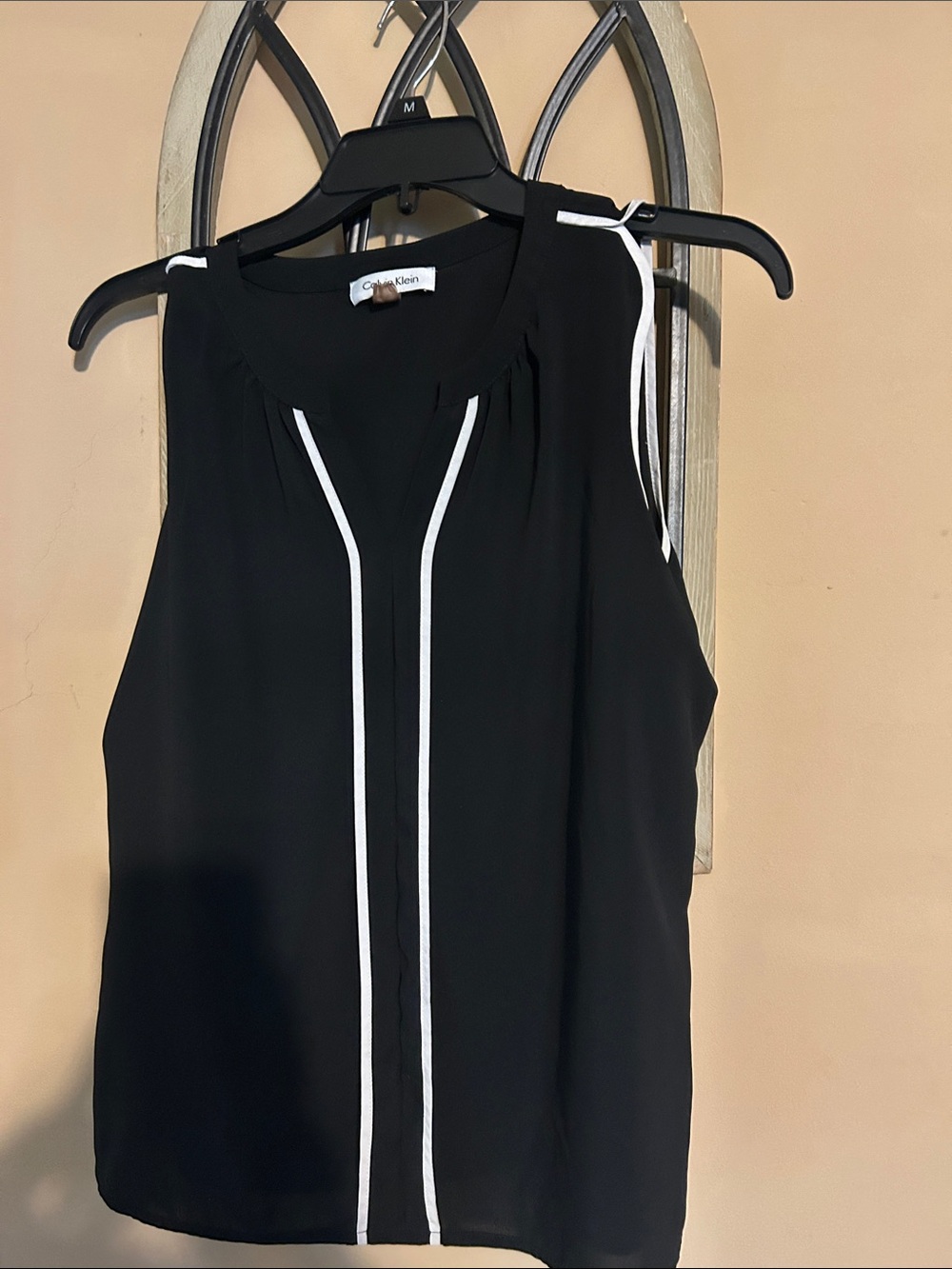 Calvin Klein Black Sleeveless Camisole with White Piping